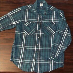 Vintage 90s Carhartt Rugged Flannel Shirt Men’s  Large Green Made In USA